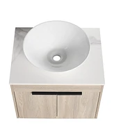 24" Modern Design Float Bathroom Vanity With Ceramic Basin Set