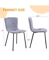 Luxury Minimalist Dining Chairs - Set of 4, Black Metal Legs
