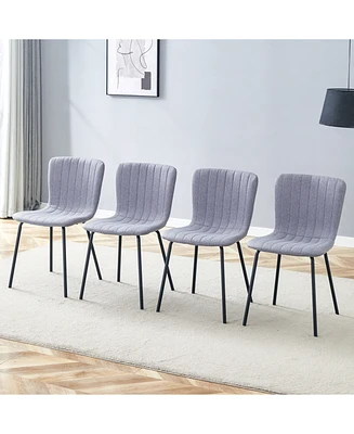 Luxury Minimalist Dining Chairs - Set of 4, Black Metal Legs
