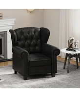 Modern Tufted Push Back Armchair Technical Leather Chair, Adjustable Single Sofa Chair with Sturdy Wood Legs for Bedroom, Living Room