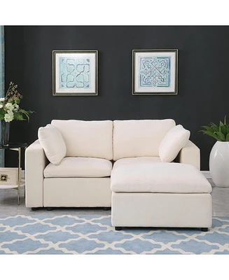 68.5" Loveseat Sofa with Ottoman Modular Sectional Love Seat Couch Small L Shaped Upholstered Couch for Living Room Apartment Small Space, Chenil