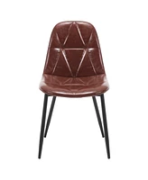 Faux Leather Upholstered Dining Chairs with Metal Legs, Set of 2 (Brown)