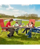 5FT Folding Picnic Table with Rattan Grain Hdpe Tabletop and Sturdy Metal Fame