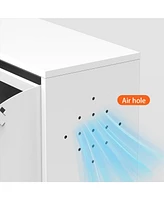 3 Drawer All Steel Shoe Cabinet, Freestanding Shoe Rack Storage Organizer with Flip Door, Modern Tipping Bucket Shoe Cabinet for Entryway, Hallway, Be