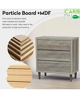 Modern Dresser with 3 Drawers: Nightstand Storage Cabinet for Bedroom
