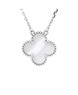Pre-Owned Van Cleef & Arpels Vintage Alhambra Pendant Necklace 18K White Gold and Chalcedony