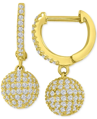 Cubic Zirconia Micro-Pave Dangle Small Huggie Hoop Earrings