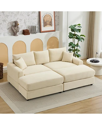 Modern Sectional Couch, 2 Pieces Corduroy Couch Cushion Covers