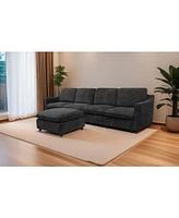 5-seat Convertible Black L-shaped Sectional Sofa with Reversible Chaise, Armless, Indoor