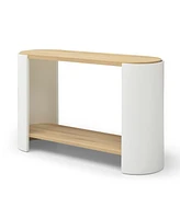 2-Layer Storage Nightstand Table (Natural and White)