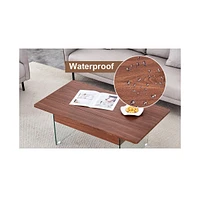Multifunctional Lift Top Coffee Table with Dark Wood Grain Sticker