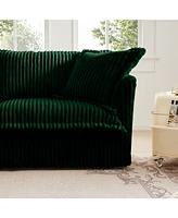 Green Corduroy Slipcovered 3-Seater Sofa