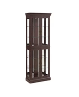 Lighted Glass Curio Display Cabinet, Display Cabinet, Glass Storage Cabinet Glass Wine cabinet Wood Frame Toy Display for Living Room, Kitchen, Pantry