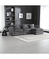 Modern Large boucle Fabric L-Shape Sectional Chenille fabric, movable pedals, detachable armrests