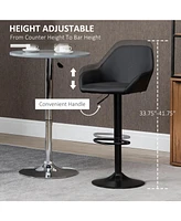 Streamdale Furniture Adjustable Bar Stools, Swivel Counter Height Barstools with Footrest and Back, Pu Leather and Steel Round Base, for Kitchen Count
