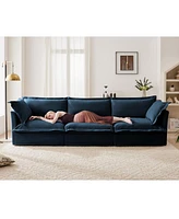 Modern L-Shaped Sectional Sofa with Ottoman & Pillows