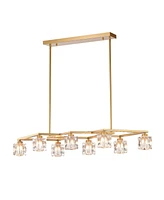 8-Light Crystal Chandelier with Matte Gold Finish, Ideal for Dining Rooms and Various Other Spaces
