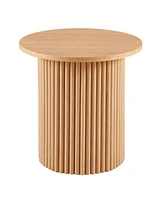 Round Coffee Table: Oak Veneer Top, Metal Base (19.69")