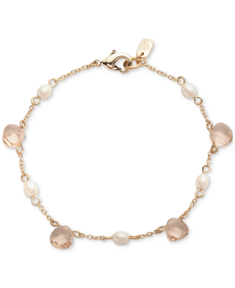 Lauren Ralph Lauren Gold-Tone Silk Freshwater Pearl Flex Bracelet