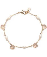 Lauren Ralph Lauren Gold-Tone Silk Freshwater Pearl Flex Bracelet