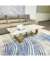 Modern Coffee Table - Sintered Stone Top, Gold Frame