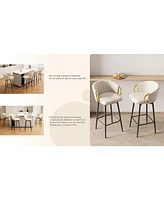 4x Swivel Bar Chairs: Modern, Comfortable, Velvet (Beige)