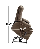 Chenille Power Lift Recliner with Vibration Massage and Lumbar Heating