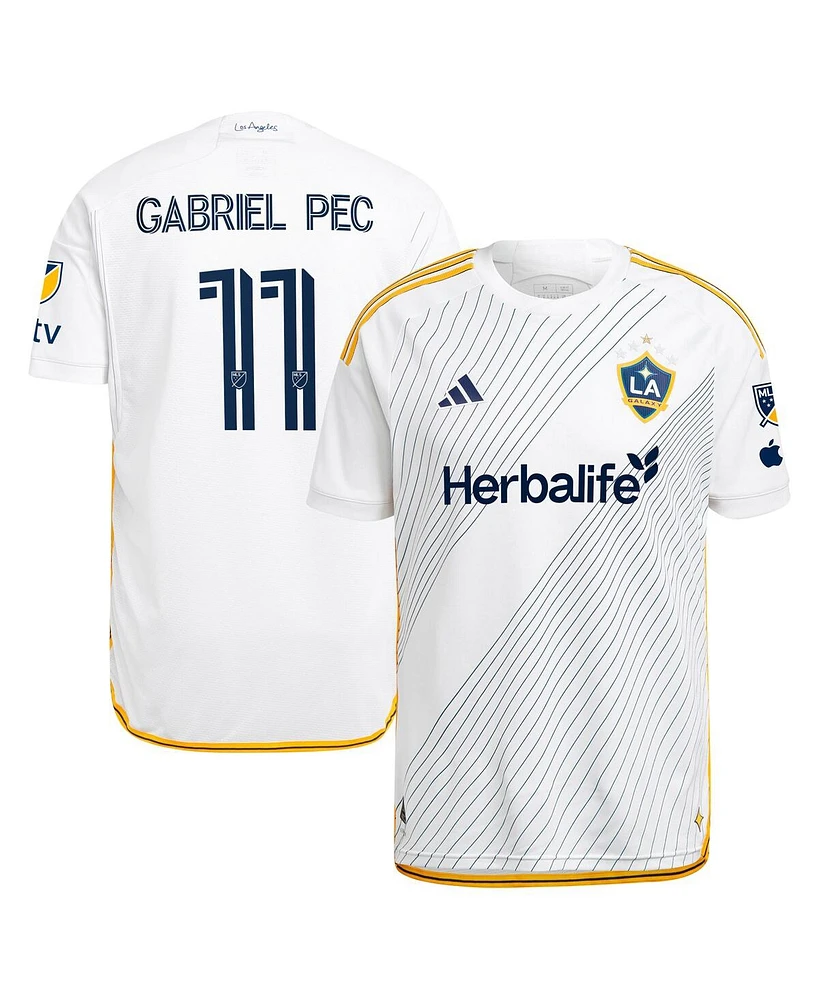 Adidas Men's Gabriel Pec White La Galaxy 2024 Angelino Kit Authentic Player Jersey