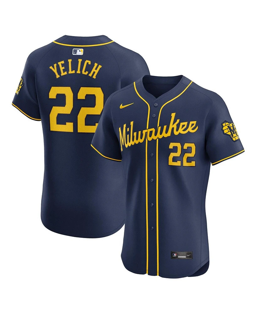 Nike Men's Christian Yelich Navy Milwaukee Brewers Alternate Home Elite Player Jersey