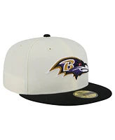 New Era Men's White/Black Baltimore Ravens Main 59FIFTY Fitted Hat
