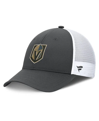 Fanatics Men's Gray/White Vegas Golden Knights Authentic Pro Simple Rink Trucker Adjustable Hat
