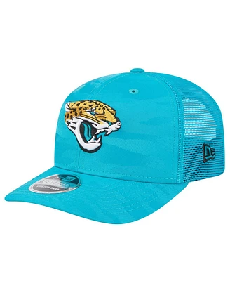 New Era Men's Teal Jacksonville Jaguars Adventure Camo Trucker 9SEVENTY Stretch Snap Adjustable Hat