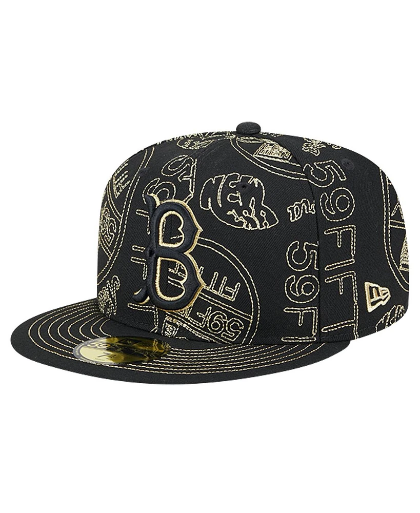 New Era Men's Black Brooklyn Dodgers 59FIFTY Day Allover Fitted Hat