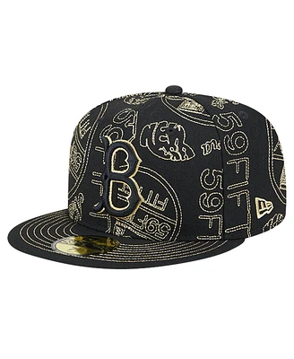 New Era Men's Black Brooklyn Dodgers 59FIFTY Day Allover Fitted Hat