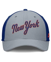 Nike Men's Gray/Royal New York Mets Rise Swoosh Performance Flex Hat