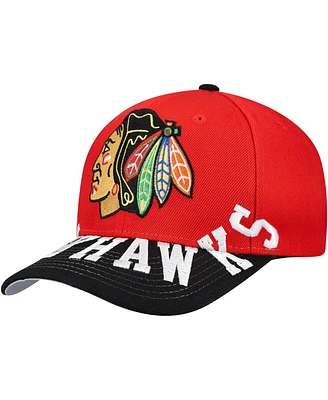 Mitchell & Ness Men's Red/Black Chicago Blackhawks Underarch Two-Tone Pro Crown Snapback Hat