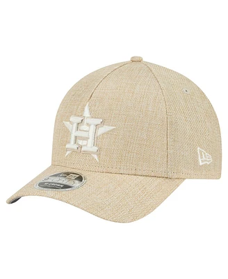 New Era Men's Beige Houston Astros Cotton Weave M-Crown A-Frame 9FORTY Adjustable Hat