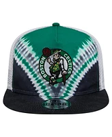 New Era Men's Black/Kelly Green Boston Celtics Throwback Dye Golfer Snapback Hat
