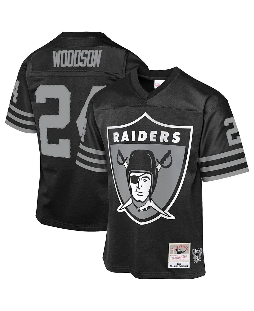 Mitchell & Ness Big Boys and Girls Charles Woodson Black Las Vegas Raiders 1998 Throwback Fashion Jersey