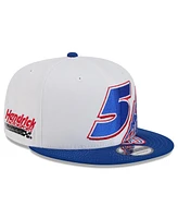 New Era Men's White/Blue Kyle Larson 9FIFTY Snapback Hat