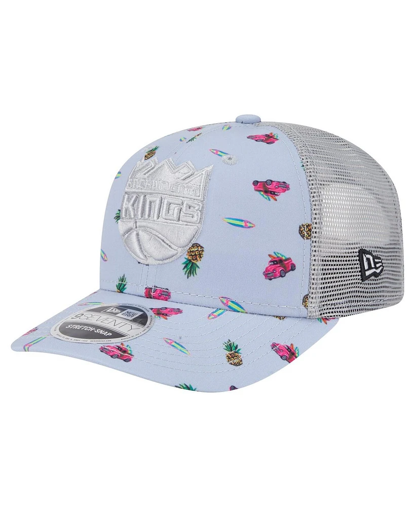 New Era Men's Light Blue/Gray Sacramento Kings Adventure Aloha Pattern 9SEVENTY Stretch-Snap Hat