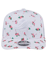 New Era Men's White Miami Dolphins Adventure Flamingo Pattern 9SEVENTY Stretch snap Hat