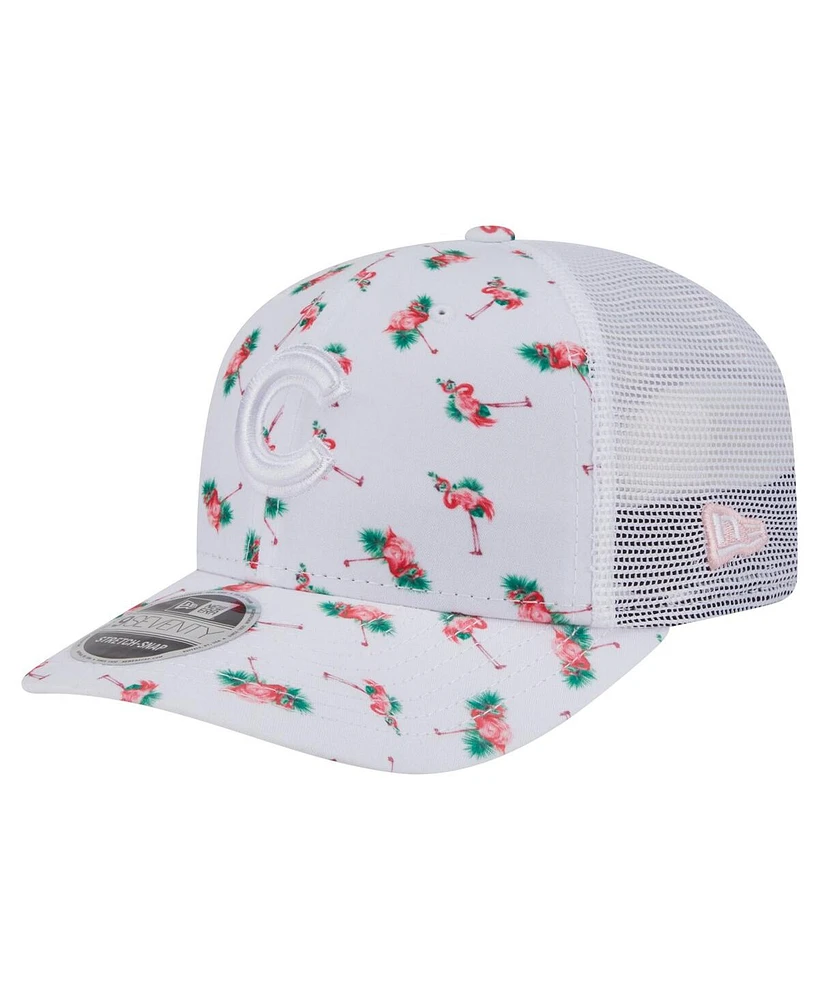 New Era Men's White Chicago Cubs Flamingo Mesh Back 9SEVENTY Stretch-Snap Hat