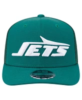 New Era Men's Green New York Jets Main Trucker 9SEVENTY Stretch snap Hat
