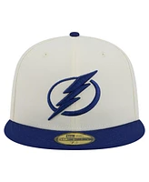 New Era Men's Cream Tampa Bay Lightning Chrome Two-Toned 59FIFTY Fitted Hat