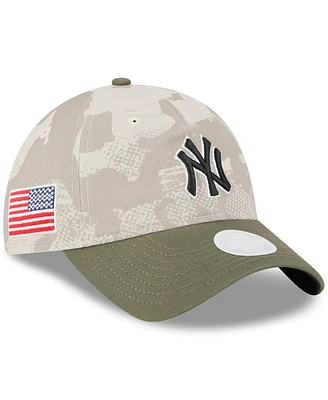 New Era Women's Light Beige/Olive New York Yankees 2025 Armed Forces Day 9TWENTY Adjustable Hat