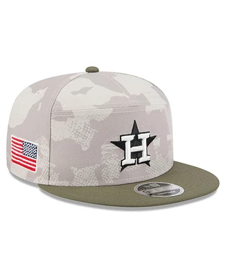 New Era Men's Light Beige/Olive Houston Astros 2025 Armed Forces Day Split Panel 9FIFTY Snapback Hat