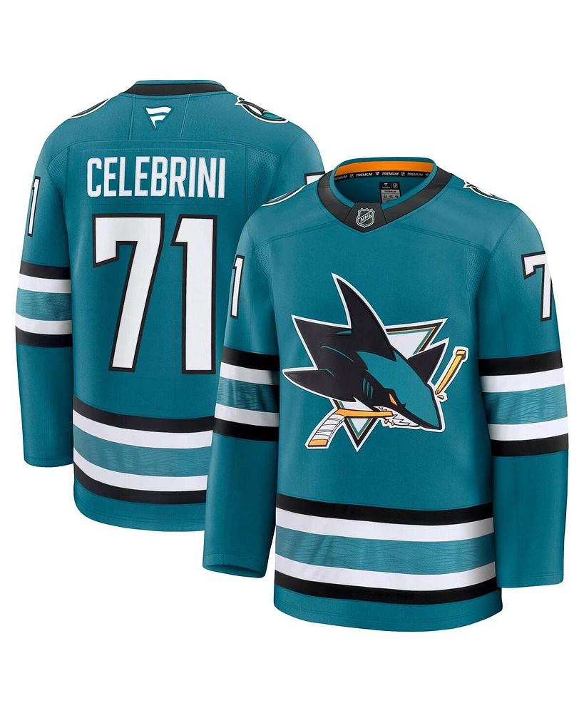Fanatics Men's Macklin Celebrini Teal San Jose Sharks Home Premium Jersey
