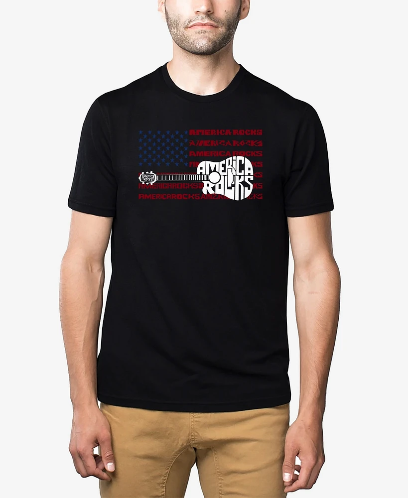La Pop Art Men's America Rocks Premium Blend Word T-Shirt
