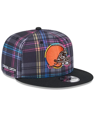 New Era Men's Black Cleveland Browns 2024 Nfl Crucial Catch Plaid 9FIFTY Snapback Hat